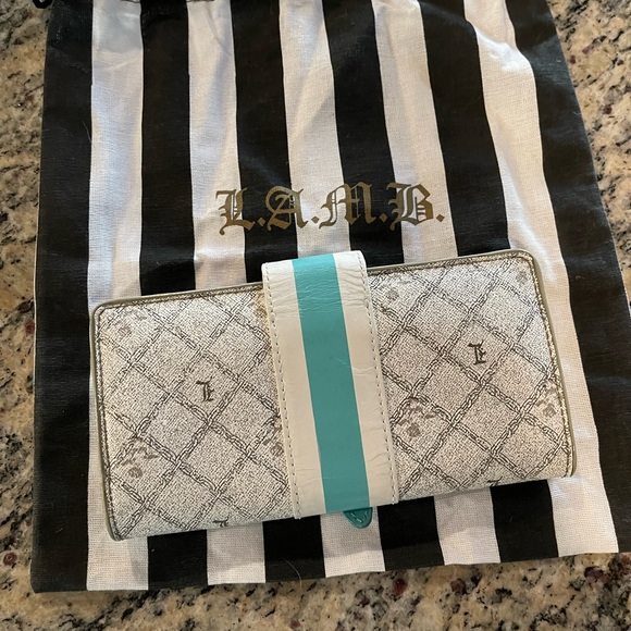 L.A.M.B. Wallet Billfold Green blue aqua teal Wallet vintage Gwen Stefani - Picture 2 of 4